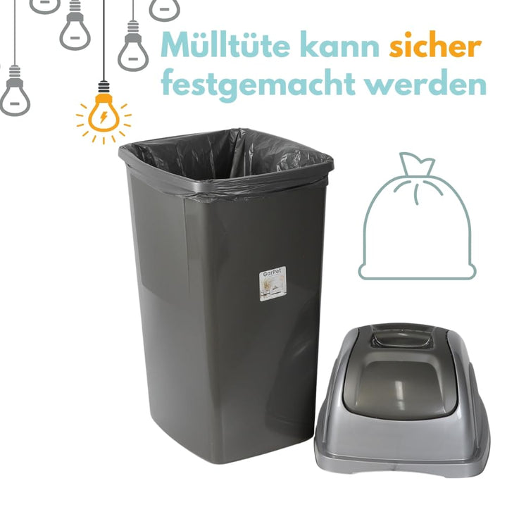 GarPet Mülleimer Schwingdeckel Mülleimer Küche 65 L Gross Schwingeimer Mülltrenner Abfalleimer Küche
