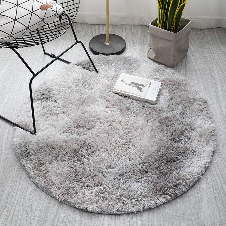 Tinyboy-hbq Runder Teppiche Hochflor Teppich wohnzimmerteppich Langflor Teppiche für Wohnzimmer flau