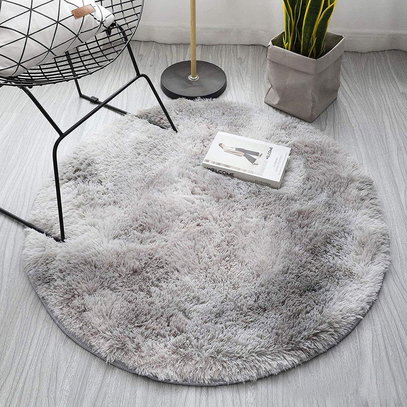 Tinyboy-hbq Runder Teppiche Hochflor Teppich wohnzimmerteppich Langflor Teppiche für Wohnzimmer flau