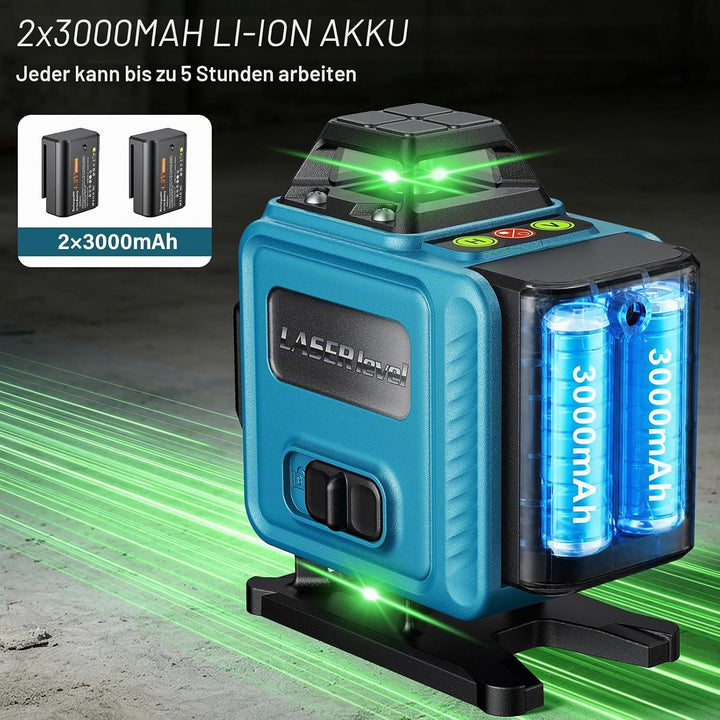 Kreuzlinienlaser Grün mit Stativ, 4 x 360 ° 16 Linien Laser Wasserwaage, Linienlaser Kreuzlaser Selb