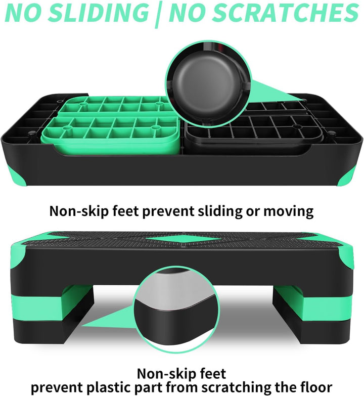 Aerobic Steppbrett Höhenverstellbar Stepper mit 3 Stufen 10/15/20cm, rutschfest Fitness Step-Bench f