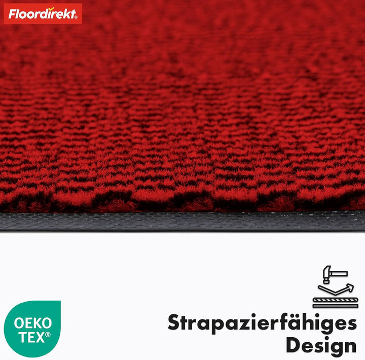 Floordirekt Premium Fussmatte für Eingangsbereich, 80x120cm Rot, Schmutzfangmatte für Innen und Auss