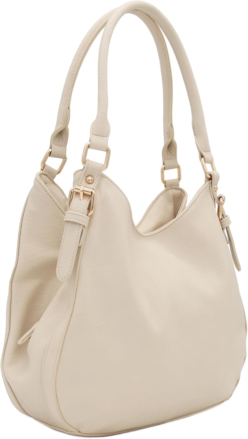Leichte Hobo-Tasche aus Kunstleder mit 3 Fächern Beige, Beige