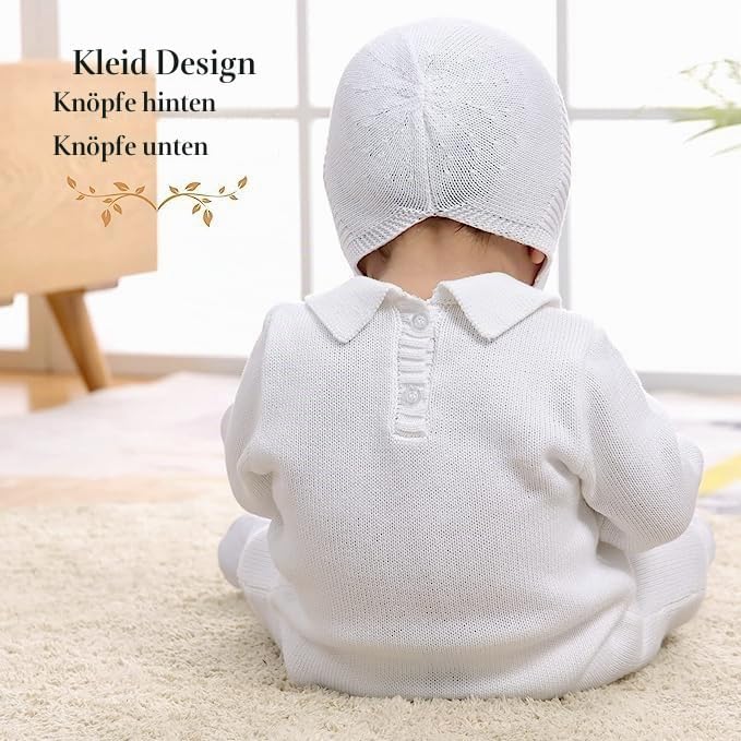 Booulfi Taufe Outfits für Jungen Baby Taufe Outfit Neugeborenes Srping Sommer gestrickt Pullover Str