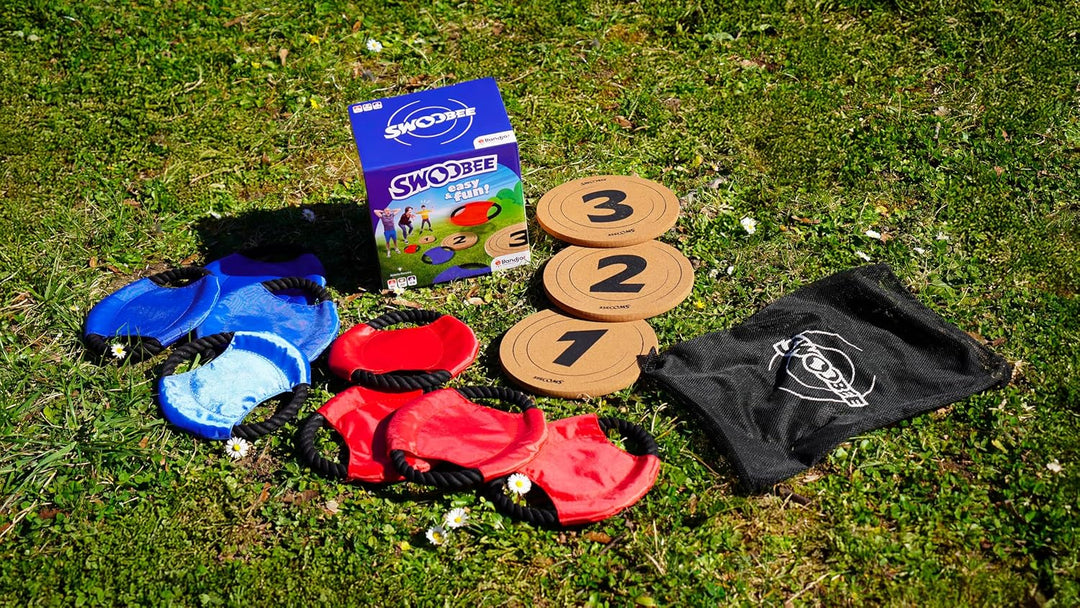 Bandjo – Swoobee – Gesellschaftsspiel – Geschicklichkeitsspiel – im Freien und im Innenbereich – lei