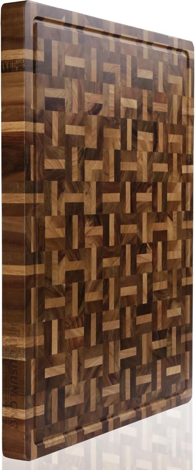 YOUSUNLONG Schneidebrett XXL Gross Akazienholz gemischt mit Eiche - 61x46x3.8 cm - Reversible Metzge