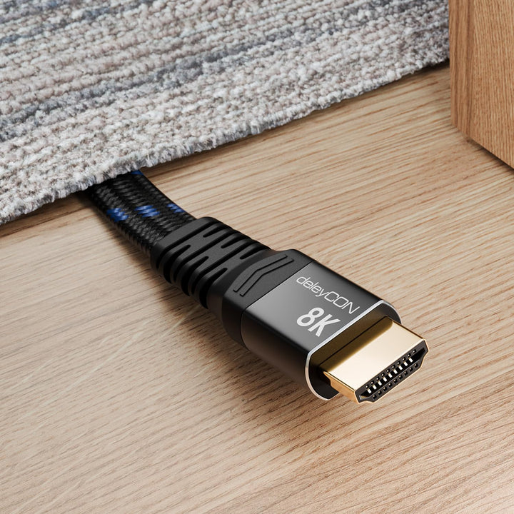 deleyCON 7,5m Flaches 8K HDMI 2.1 Kabel - für TV, Monitor, PS4, PS5, Xbox, Dolby Atmos Soundbar EARC