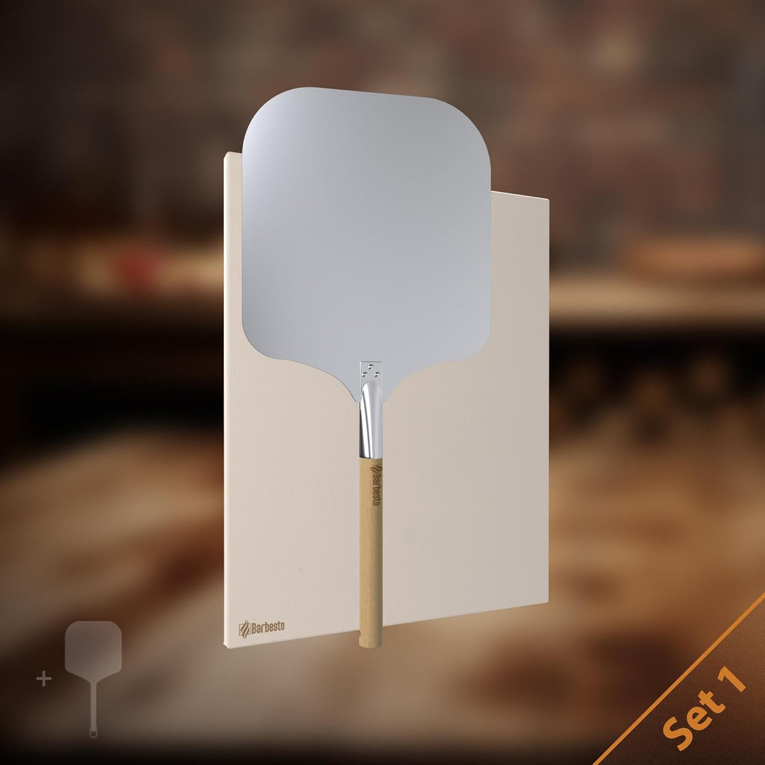CLP Pizzastein eckig aus Cordierit mit Rezeptbuch für Backofen &amp; Grill 38x30 cm I Einzeln oder als S