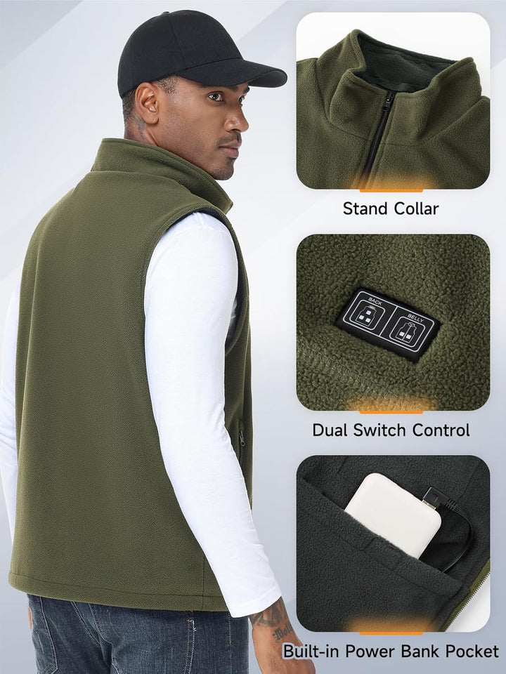 Beheizbare Weste, Heizweste für Damen Herren, Beheizte Jacke mit 10000mAh Powerbank, Microfleece Hei