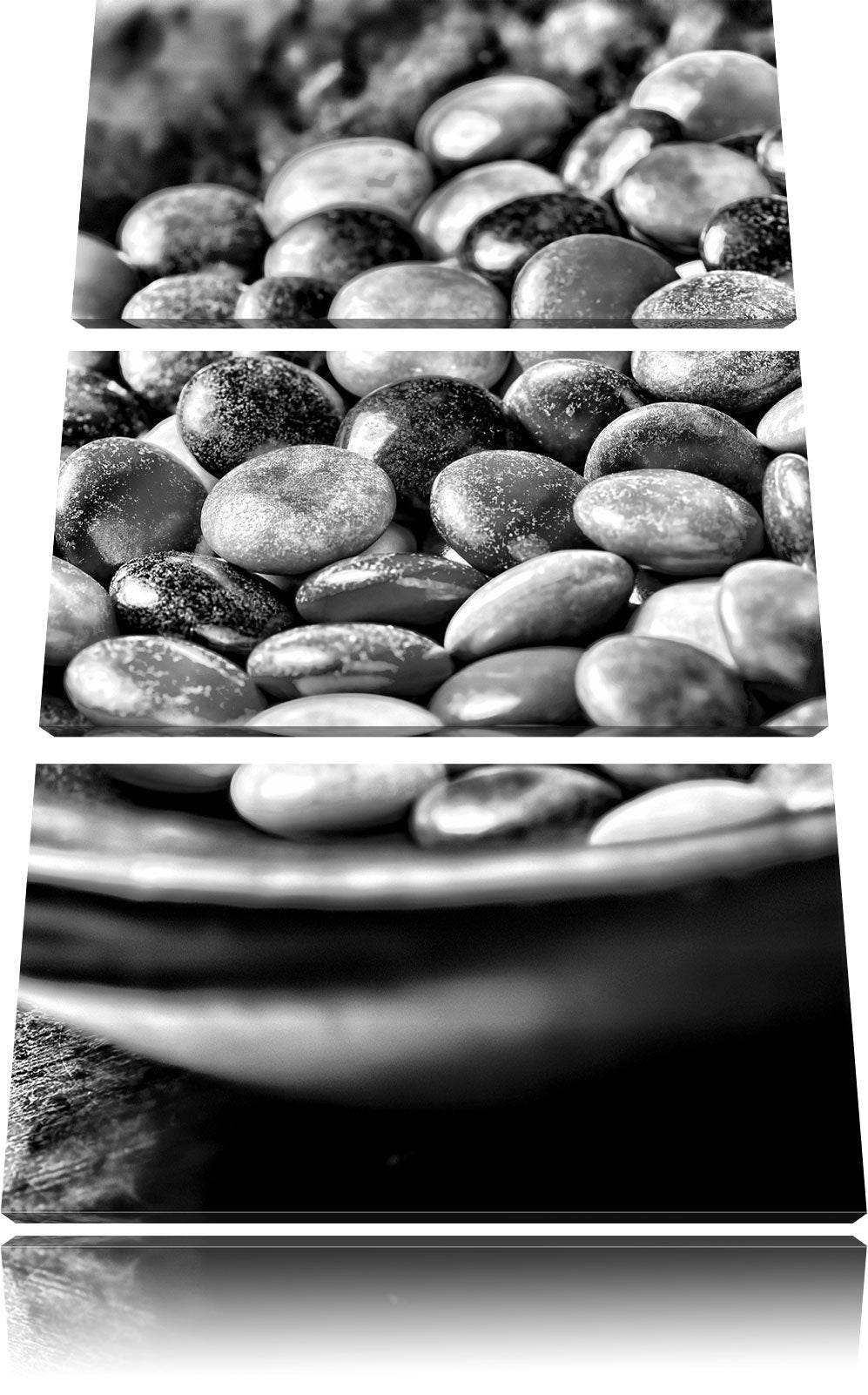 Pixxprint Monocrome, Schokolade Smarties Schoko Süssigkeiten 3-Teiler Leinwandbild 120x80 Bild auf L