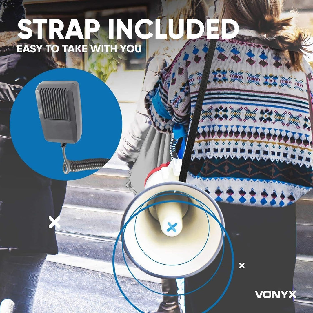 VONYX MEG040 Megafon mit Sirene und Aufnahmefunktion, 40 Watt lautes Megaphone, Party-Megafon, Sprac