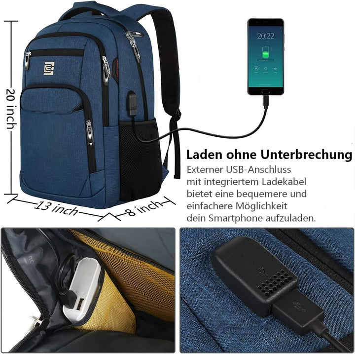 marcello Rucksack Damen,Laptop Rucksäcke mit USB-Ladeanschluss für Arbeit Schule Uni Schulrucksack f