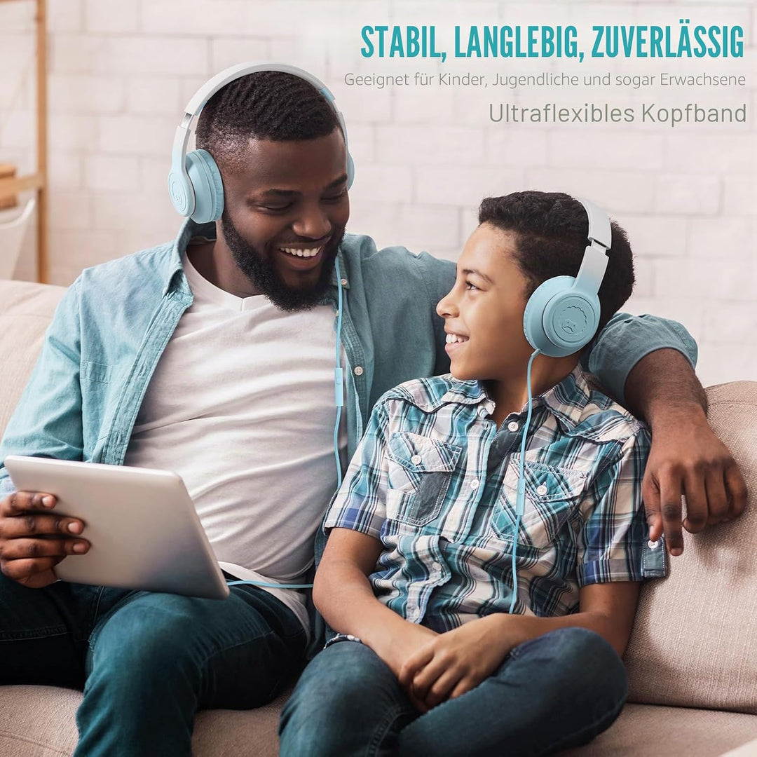 RockPapa L22 Kinder kopfhörer, Kabel Kopfhörer für Kinder, 3,5 mm Aux Jack, Verstellbares Stirnband