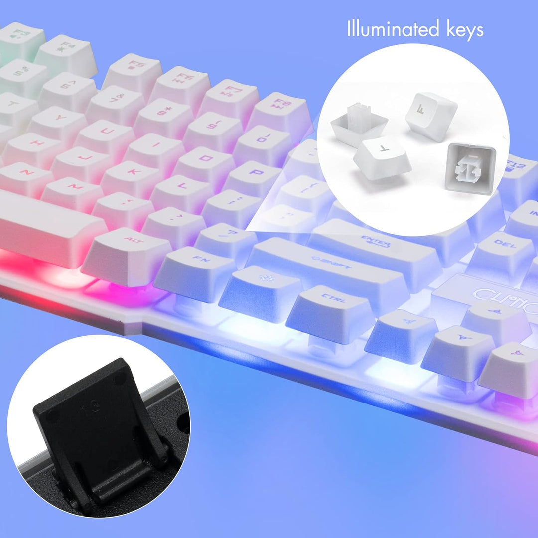 Gaming-Tastatur und -Maus, Regenbogen-Tastatur und Gaming-Maus, LED-Hintergrundbeleuchtung, 3600 dpi