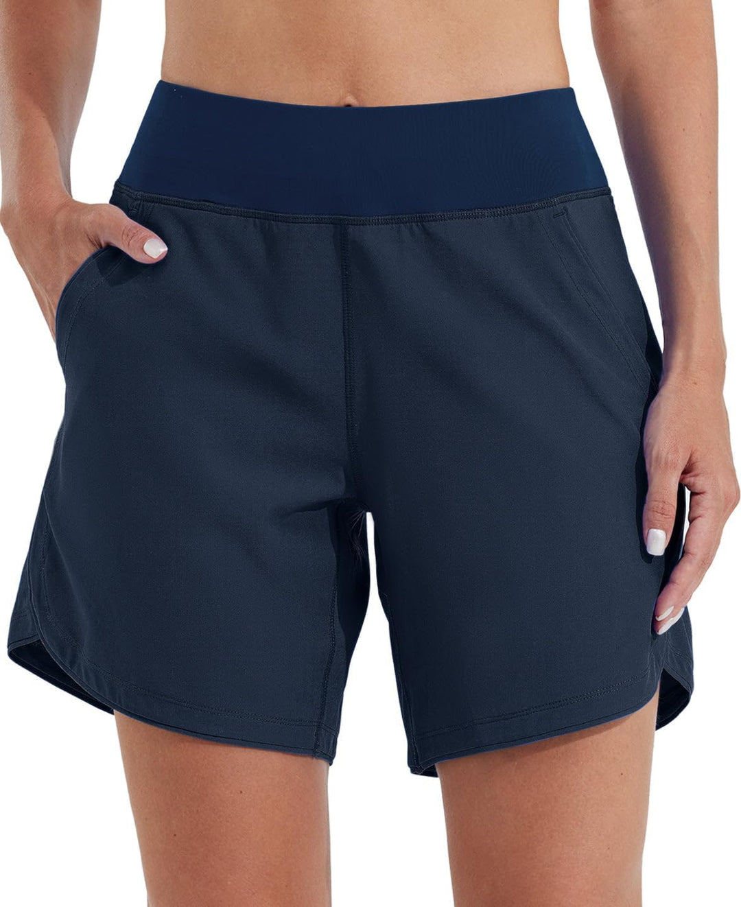 WILLIT Damen 7" Badeshorts Schwimmen Boardshorts Badehose Schnell Trocknend Bikini Shorts High Waist
