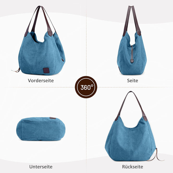 DIRRONA Mode Damen Canvas Handtasche Damen Canvas Schultertasche Canvas Tragetasche Leicht Sanft Han