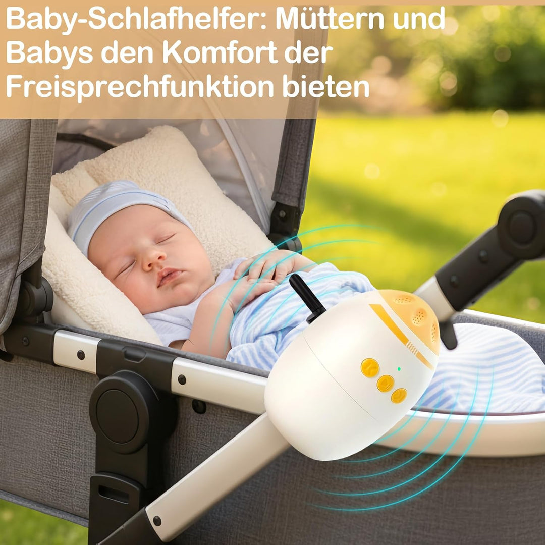 Kinderwagen Schaukler für Kinderbett und Kinderwagen, Einschlafhilfe Baby wiederaufladbar (USB)，Beig