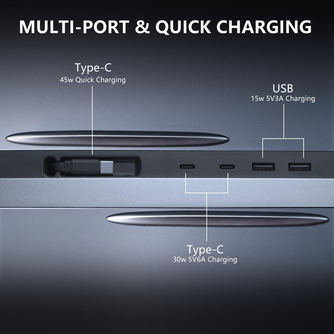 for Tesla USB Hub, 45W Retractable Hub Docking Station, Quick Charge with Cable Adapter for Model 3