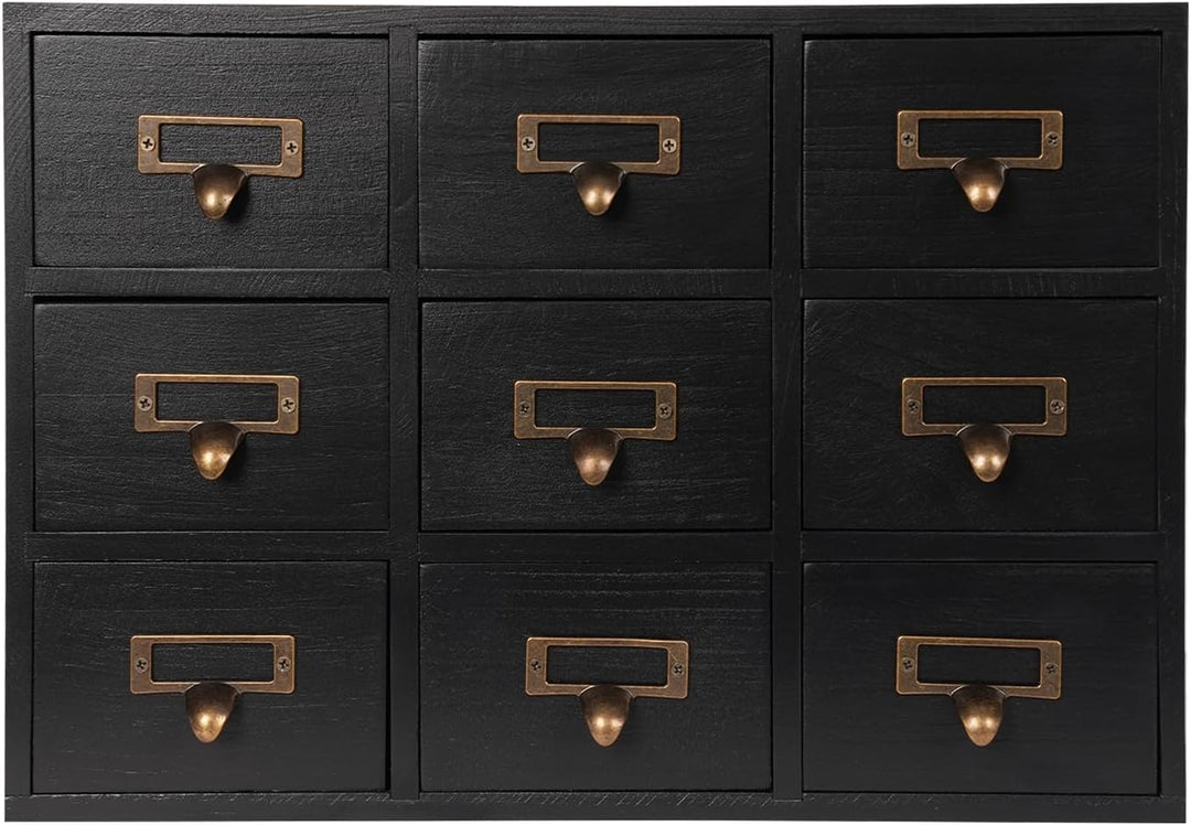 Dekltus Apothekerschrank Holz, 9 Schubladen Apotheker Schrank, Bibliothekskartenkatalogschrank, Medi