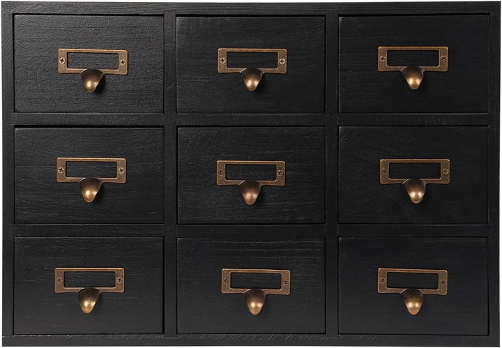Dekltus Apothekerschrank Holz, 9 Schubladen Apotheker Schrank, Bibliothekskartenkatalogschrank, Medi