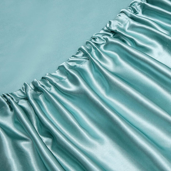 Vonty Satin-Bettlaken für King-Size-Betten, seidig weiches Satin, Aqua-Satin, 1 Spannbetttuch mit ti