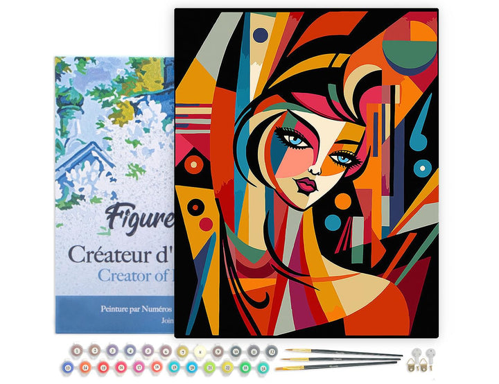 Figured'Art Malen Nach Zahlen Erwachsene Mit Rahmen Abstrakte Frau im Picasso Stil - Paint by Number