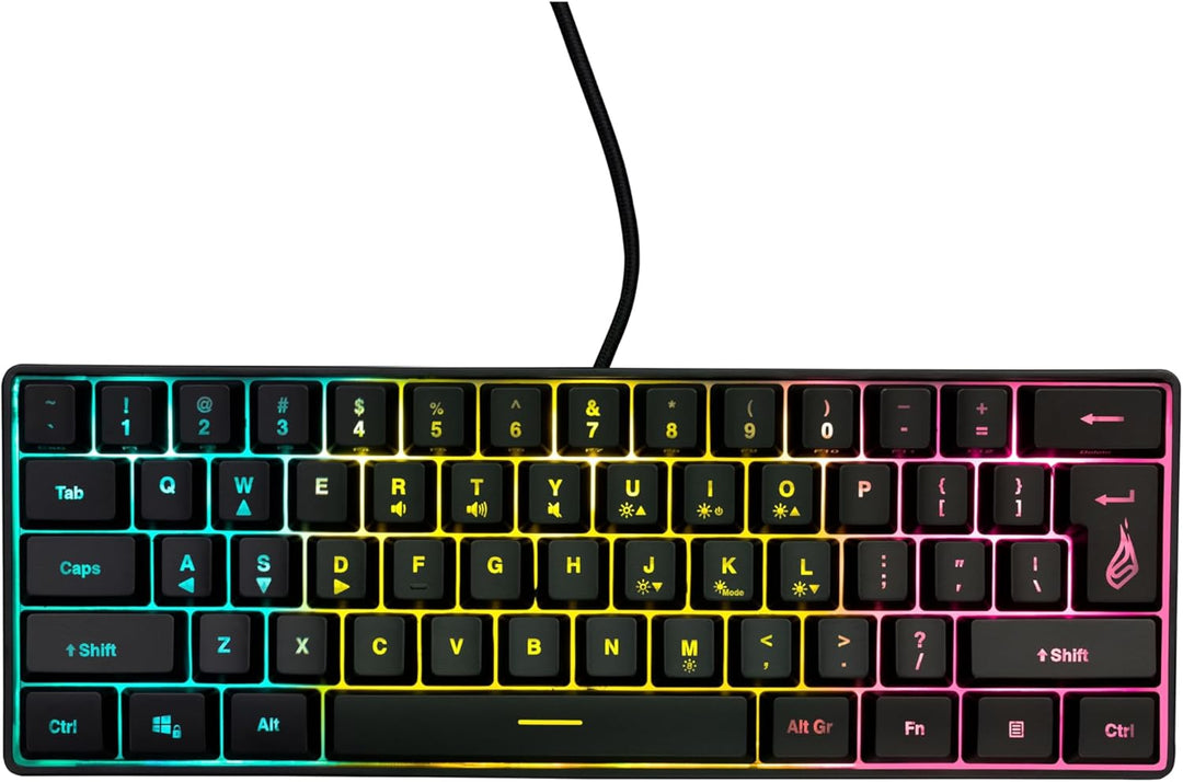 SureFire Kingpin X1 60% Gaming Tastatur US English, Gaming Multimedia Keyboard klein & mobil, RGB-Ta