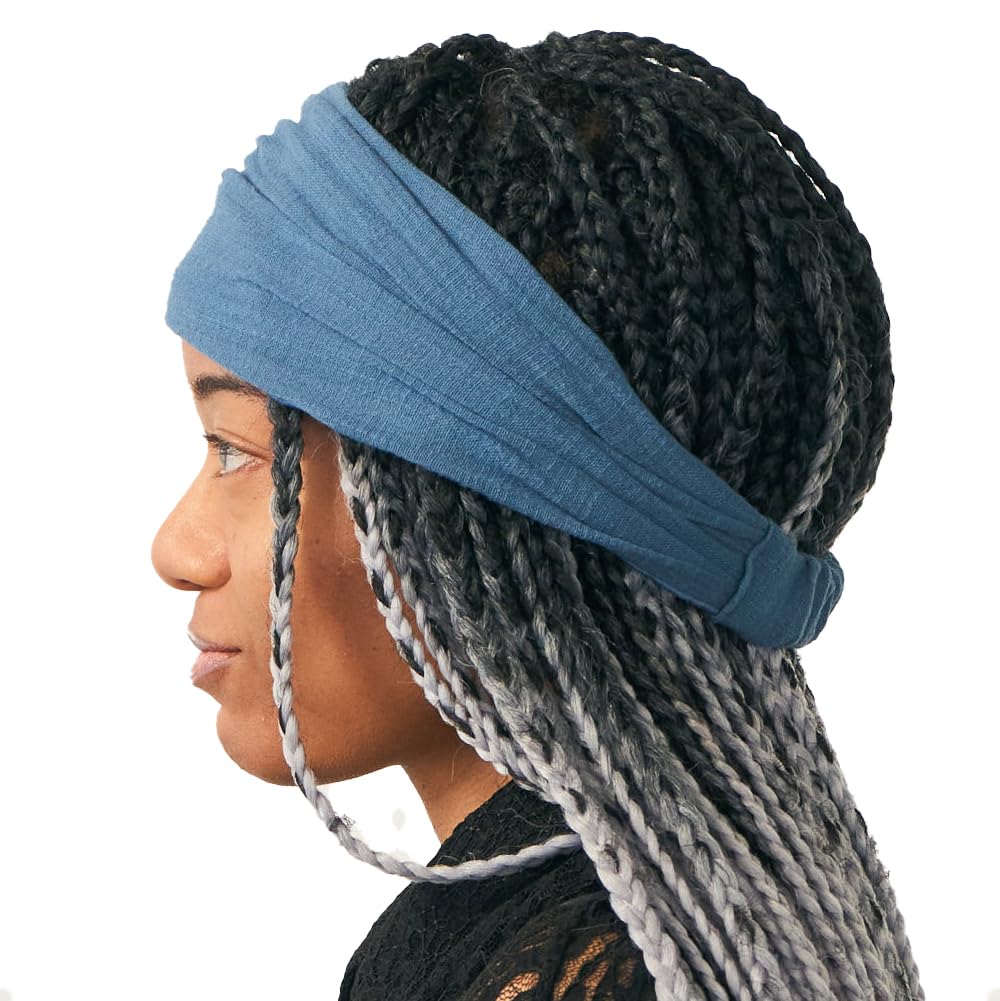 CHARM Damen & Herren Bandana-Stirnband aus Baumwolle, Elastisches Yoga Haarband, Boho Haar Tuch L Az