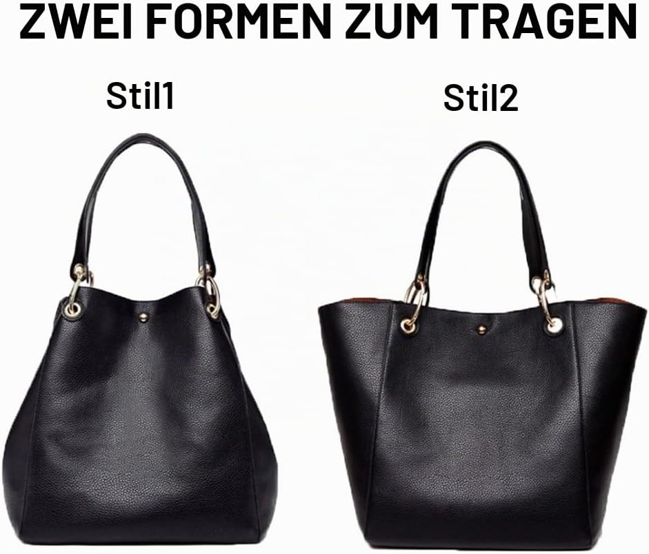 Valleycomfy Handtasche Damen Gross Shopper Tasche Leder Schwarz Klassisch Shopping Bag Braun, Braun