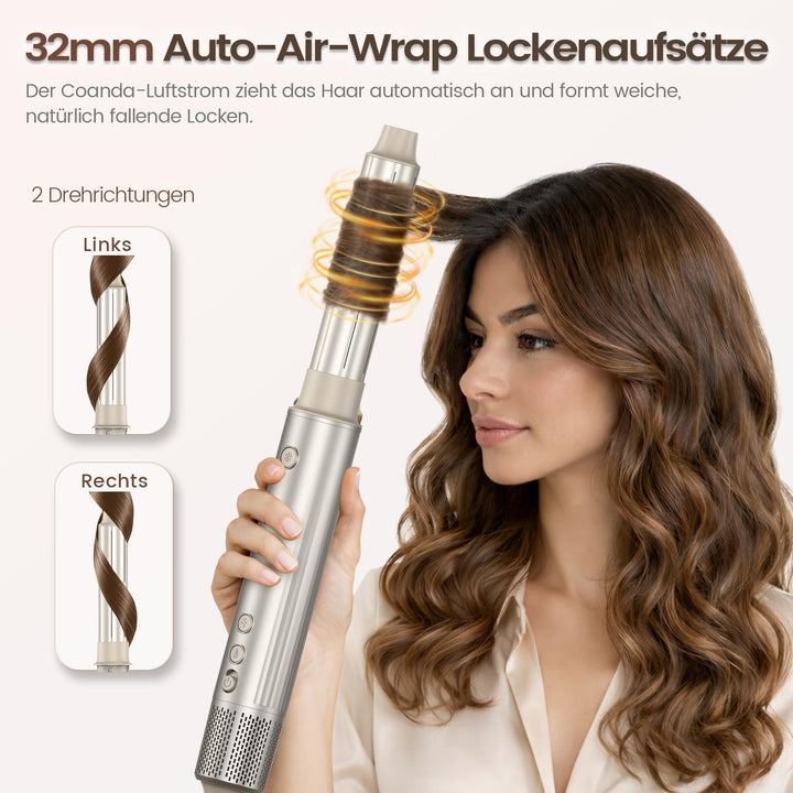 5-in-1 Warmluftstyler & Haartrockner Styling Set– 110.000 U/min Hochgeschwindigkeits-Föhn mit 32mm A