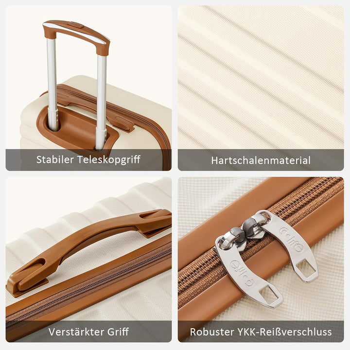 COOLIFE Koffer Trolley Koffer Reisekoffer von ABS Hartschalen Trolley 4 Rollen TSA-Schloss Der Koffe
