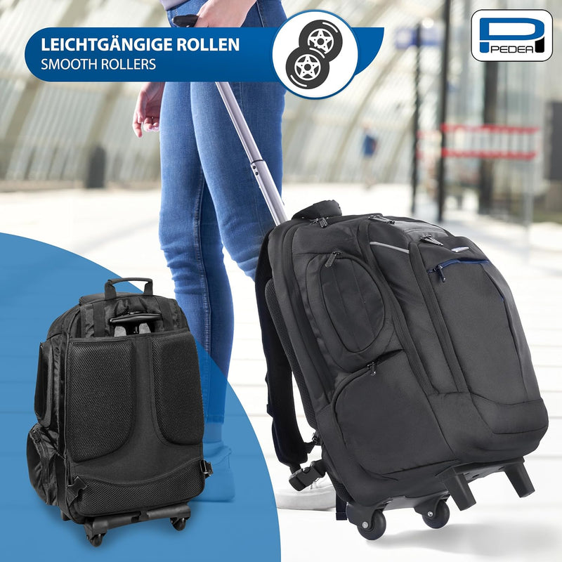 Pedea Business Rucksack-Trolley Premium Laptop-Rucksack bis 17,3 Zoll (43,9 cm) mit Übernachtungsfac