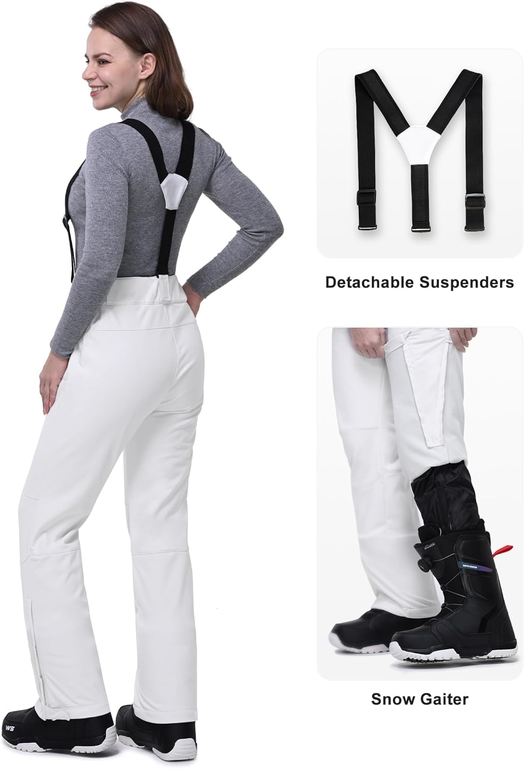 33,000ft Damen Skihose Hosenträgerhose Outdoorhose Wasserdicht Winddichte Softshellhose Warme Gefütt