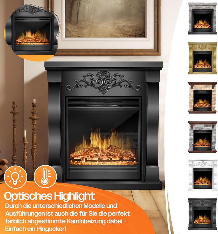 KESSER® Elektrokamin Standkamin - Kamin elektrisch mit LED 3D-Flammeneffekt, Mit Heizung Heizfunktio