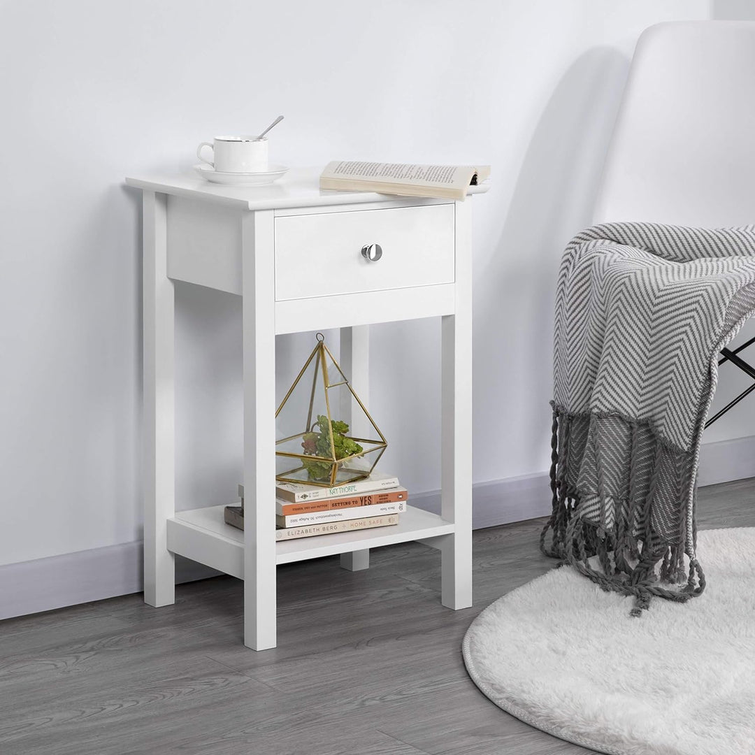 Yaheetech Nachttisch mit Schublade, Beistelltisch mit Ablage, Nachtkonsole Kommode Sofatisch, 40 x 3