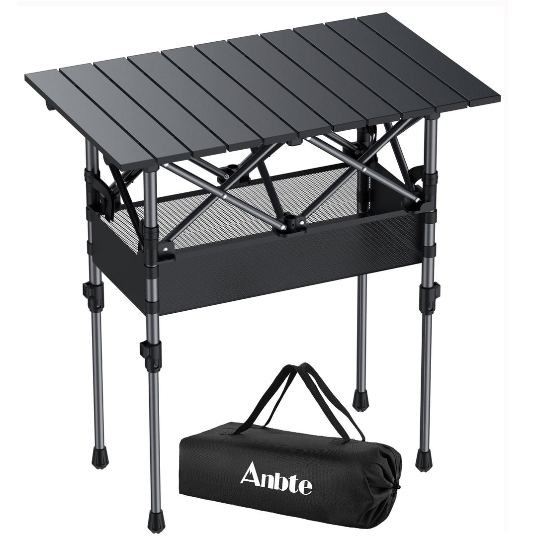 Anbte Campingtisch Aluminium 64x40cm Aufrollbare Tischplatte 2 Verstellbar Höhen 44/70cm Klapptisch