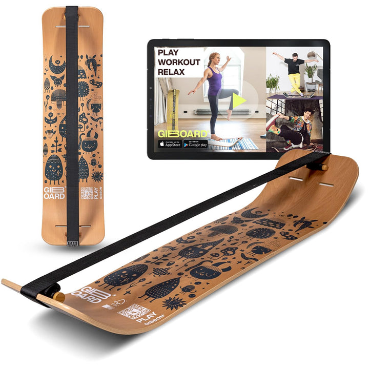GIBBON Gyboard Spiel Black/White - Innovatives Balance Board - Interaktives Training mit App - Für Z