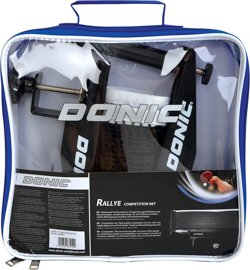 Donic-Schildkröt Tischtennisnetz Rallye, robuste Wettkampf-Netzgarnitur, verstellbares Baumwollnetz,