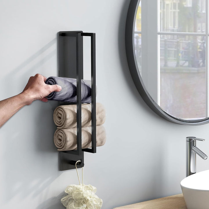 Handtuchhalter Schwarz Ohne Bohren,Gästehandtuchhalter Selbstklebend Handtuchstange Edelstahl Badetu