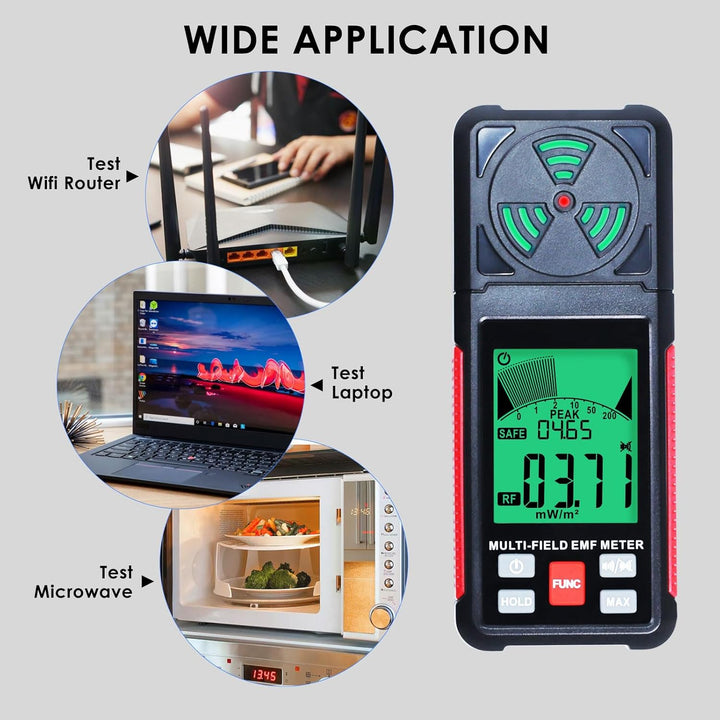 EMF Messgerät Strahlungsdetektor Digitaler Elektromagnetische Felder Handgehaltener EF/MF/RF Elektro