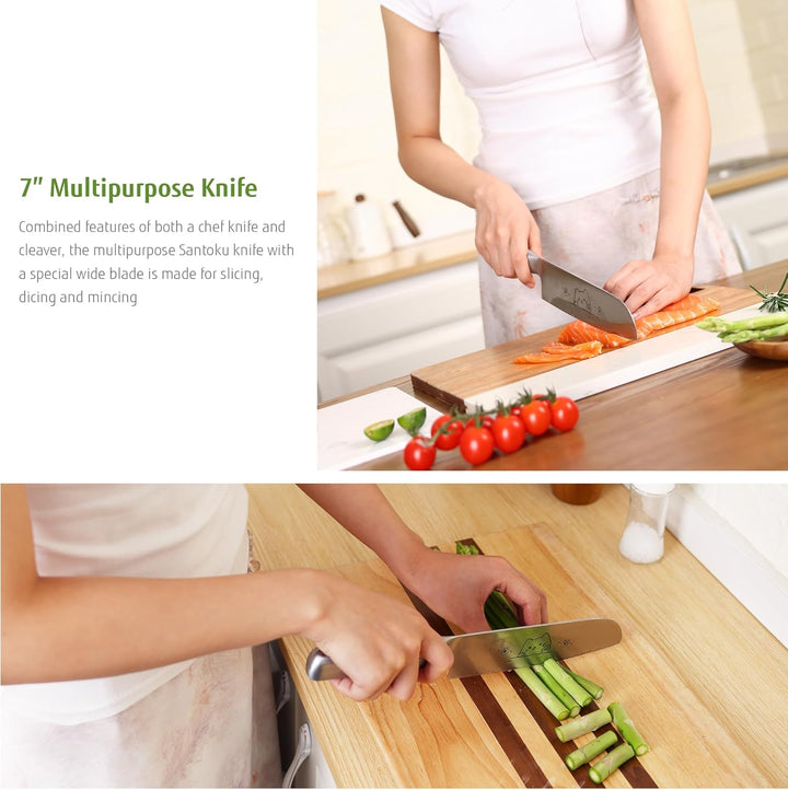 Messerset, 2 tlg Küchenmesser Set mit Niedlichem Katzenmuster, Rostfreier Stahl mit Hohem Kohlenstof