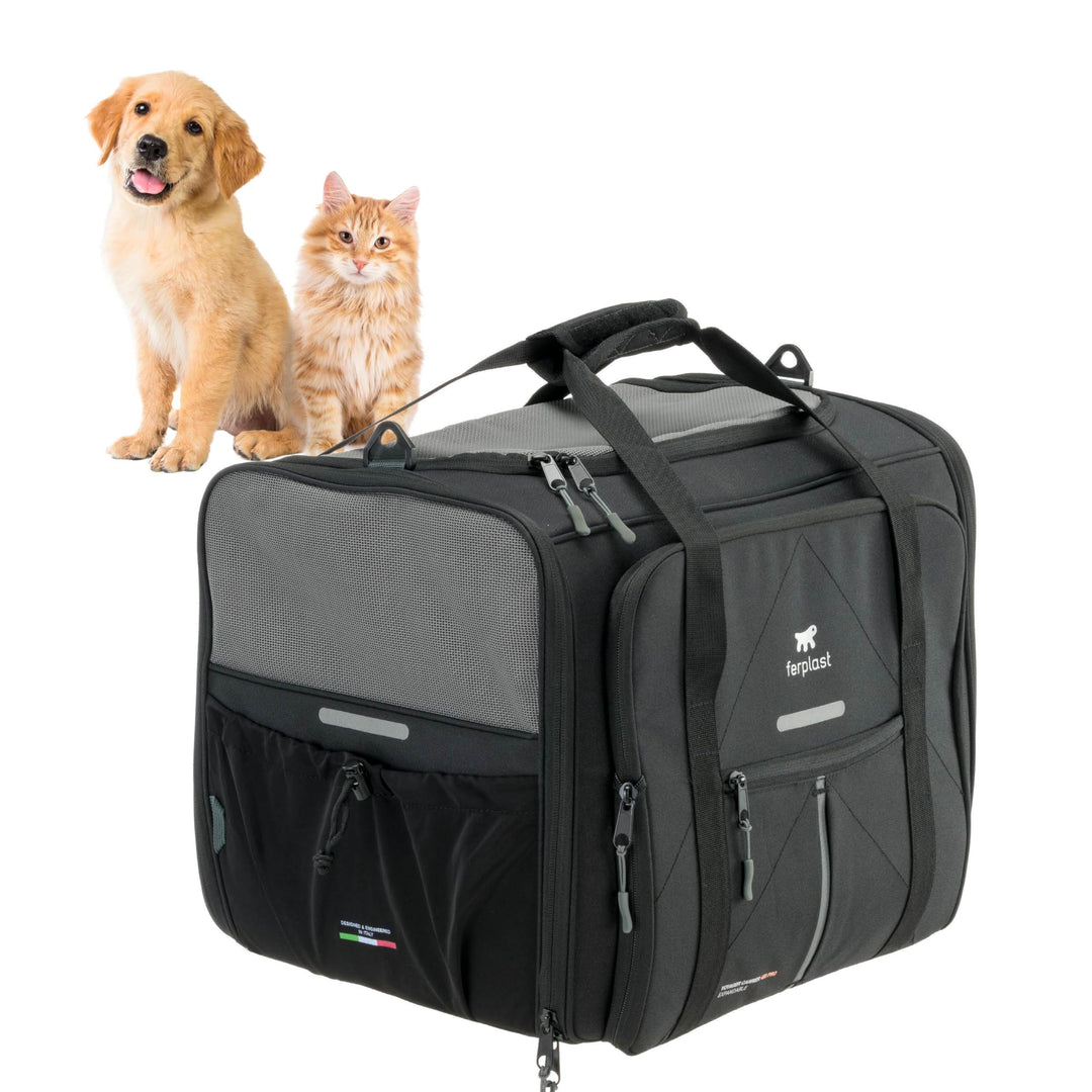 Ferplast Hundebox Voyager Carrier, Transportbox Katze, Hundetasche, verstellbare Griffe und Schulter