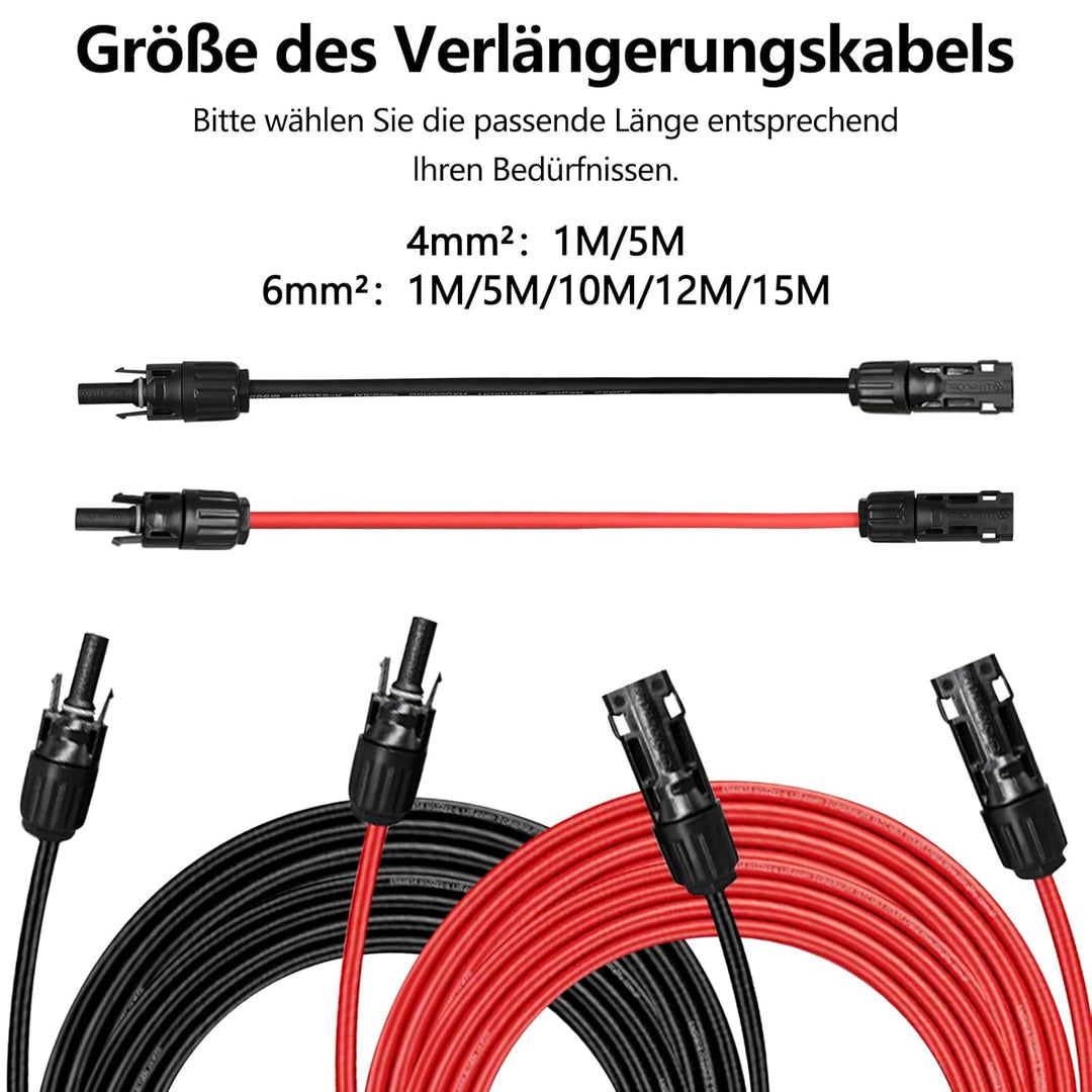 HandGold Solarkabel Verlängerung 10AWG 12m,Solarkabel 6mm2,1500V Solarkabel Verlängerungskabel,Photo