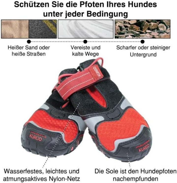 Kurgo Hundeschuhe Blaze Cross - Ganzjahres-Pfotenschutz - wasserfest, reflektierend, rutschfest - in