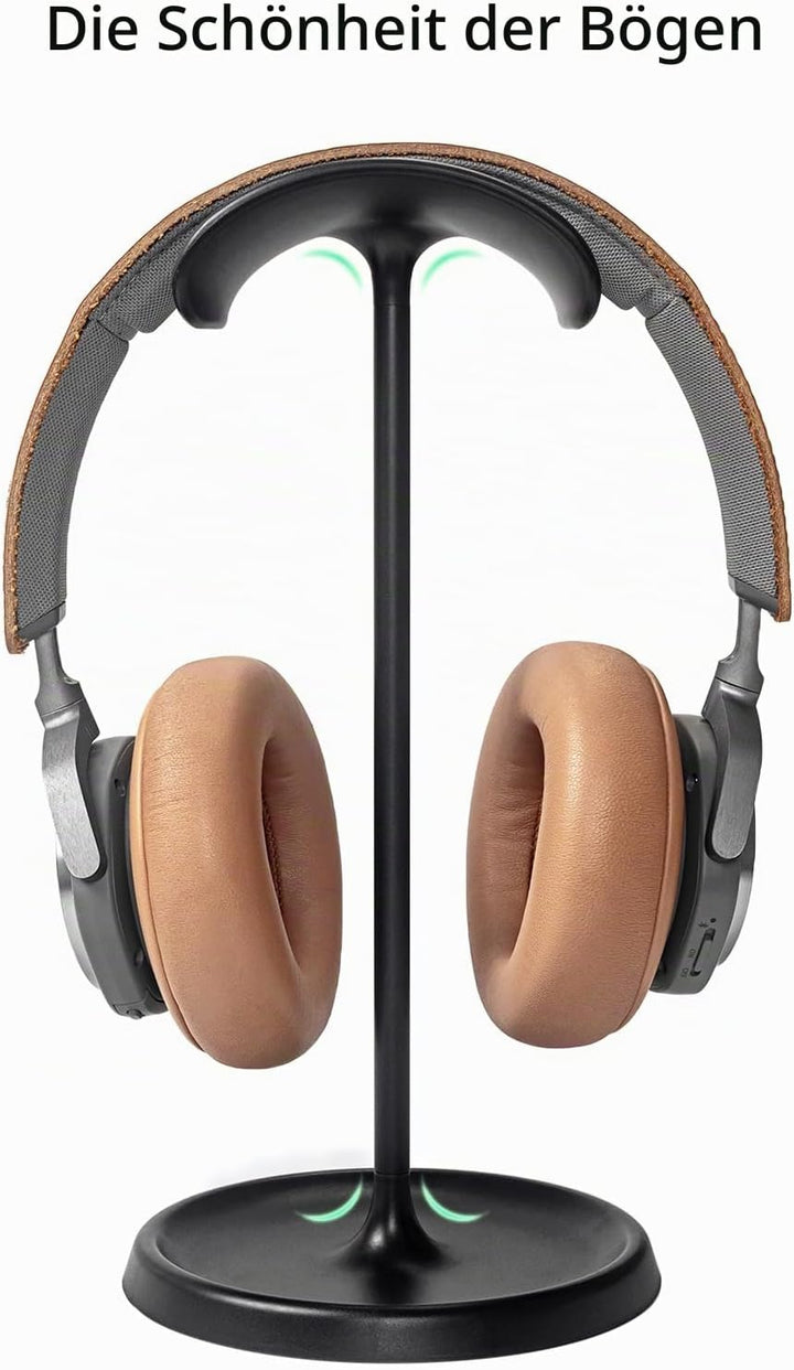 Kopfhörer Ständer, Gebogener Headset Halterung mit Ablagefach, Schwere Basis Gaming Kopfhörer Halter