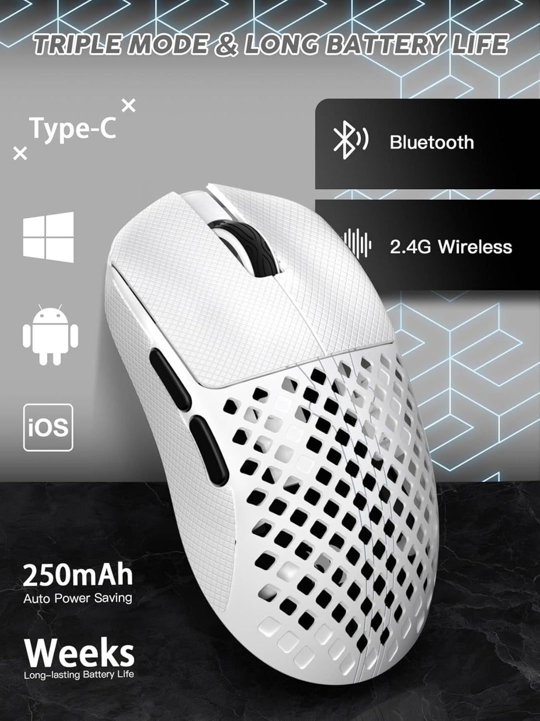 MAMBASNAKE M2 Ultra-Lightweight Wireless Gaming Mouse, PAW3395PRO Sensor 40000 DPI, 41g Carbon Fiber
