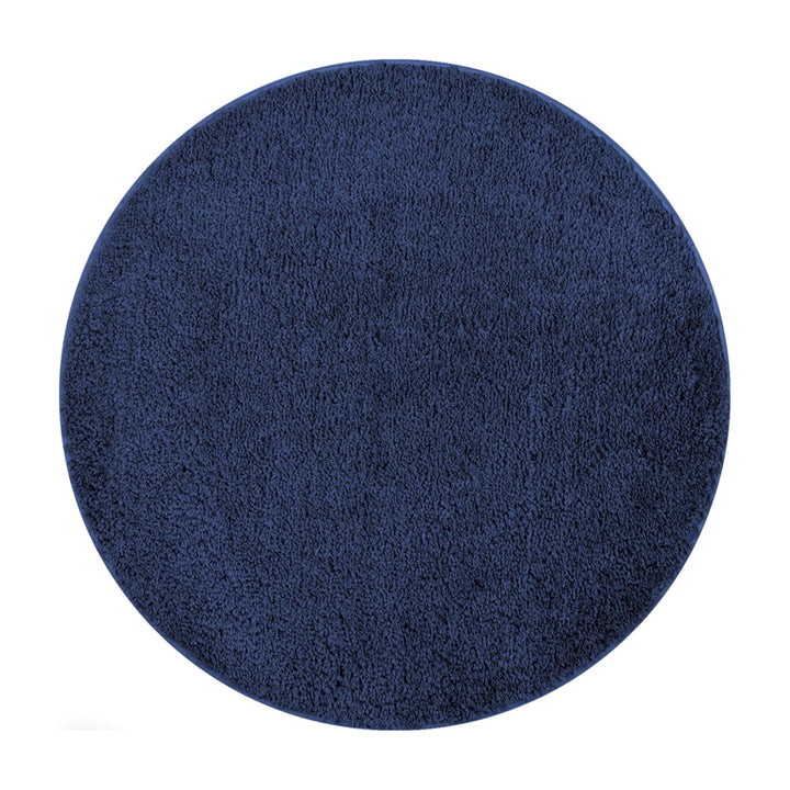 Sentidos Badteppich 67 cm Rund Blau, Hochflor Badvorleger rutschfest &amp; wasserabsorbierend, maschinen