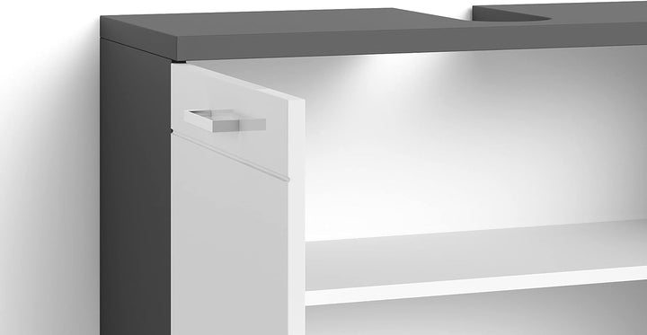 byLIVING Nebraska Waschbeckenunterschrank/Anthrazit matt, Hochglanz weiss lackiert / 2-türig, Holzwe