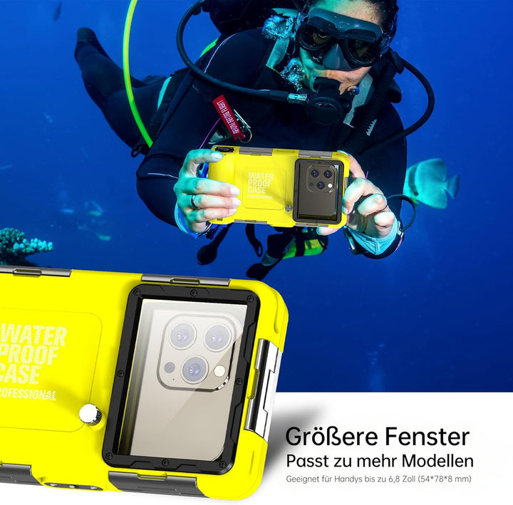 Unterwasser-Tauchgehäuse für iPhone, Samsung Galaxy, Huawei Xiaomi Redmi Smartphones, Professionelle