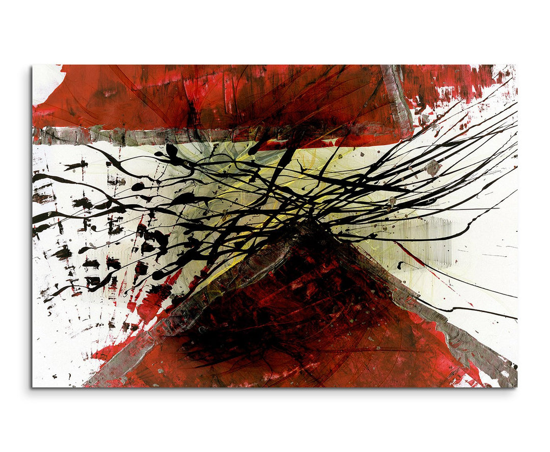 Paul Sinus Art 120x80cm Leinwandbild Leinwanddruck Kunstdruck Wandbild weiss schwarz grün rot Strich
